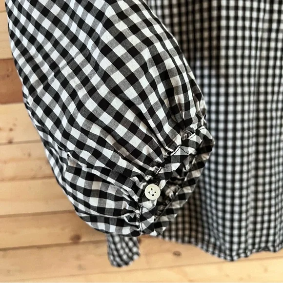 Madewell Black & white Checkered Long sleeve blouse size M - Picture 3 of 10